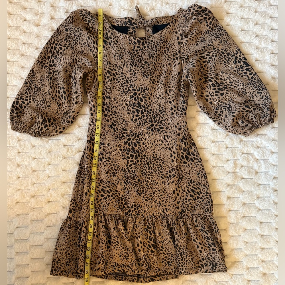 Maeve by Anthropologie Leopard Puff Sleeve Cut Out Mini Dress Women’s 10 EUC - Picture 6 of 8